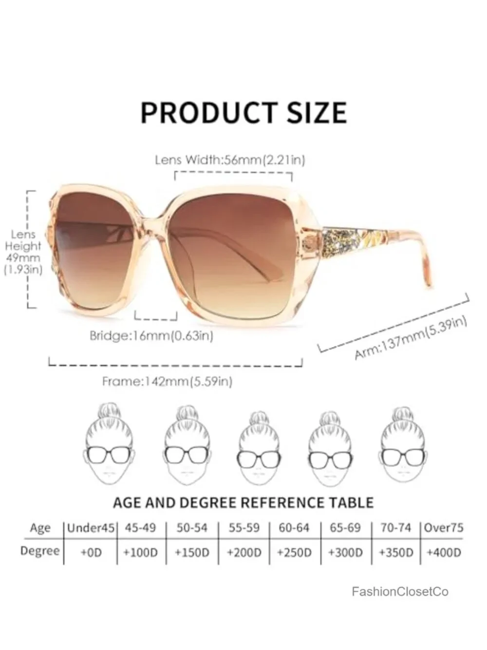 Bifocal Reading Sunglasses Oversized Square Sun Readers UV400 Protection